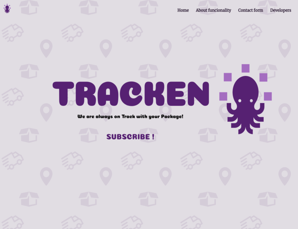 Tracken application landing page